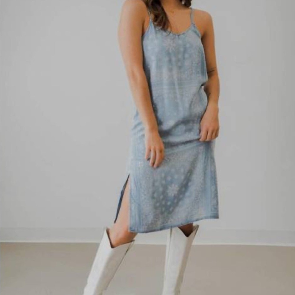 THREAD & SUPPLY Blue Country Cowgirl Bandana Dress Sz S - Picture 2 of 10